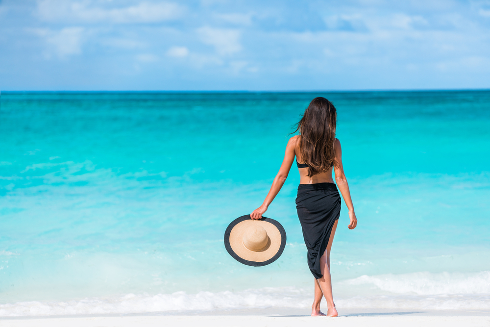 woman in caribbean beach
