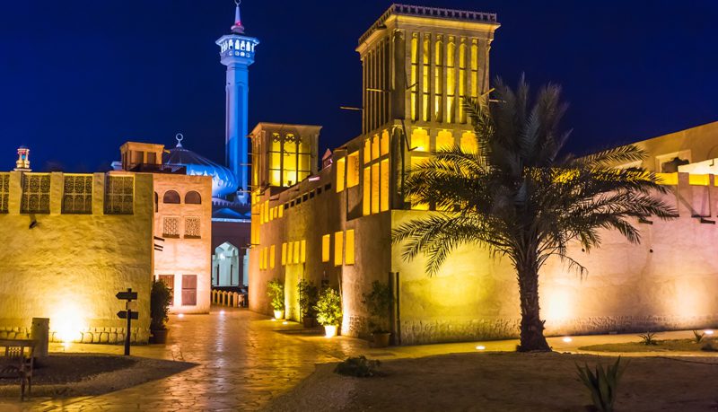 old town dubai at night