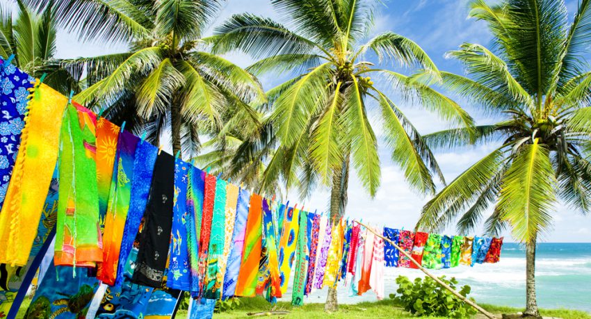 typical fabrics drying for souvenirs on west coast barbados