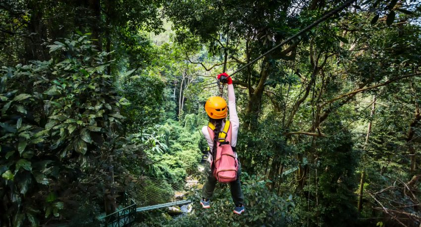 girl zip lining in florida